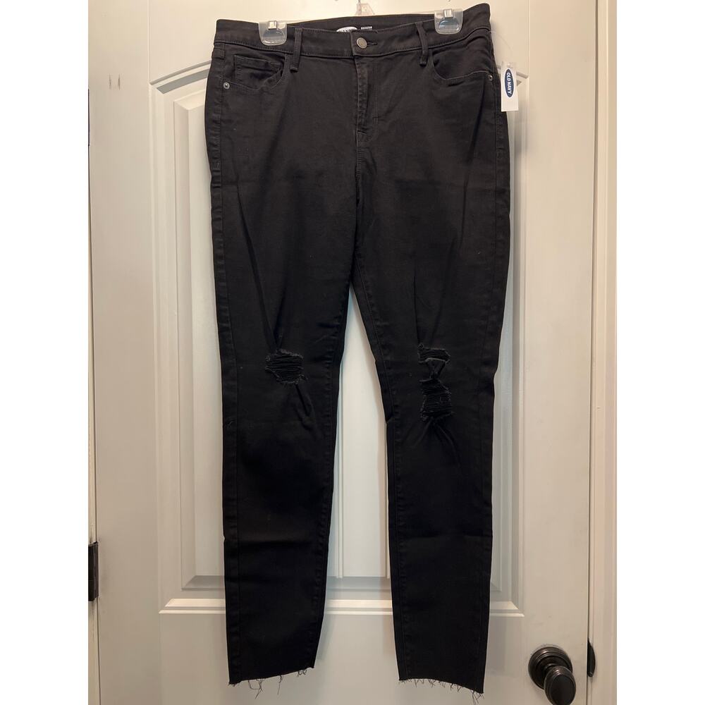 NWT Old Navy Women’s Rockstar Super Skinny Leg Denim Jeans Size 14 Tall Black